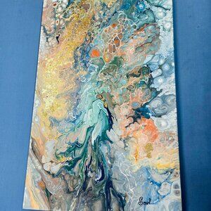 LIMITED EDITION - RARE - "Caballito de Mar" Acrylic Pouring Painting on Canvas